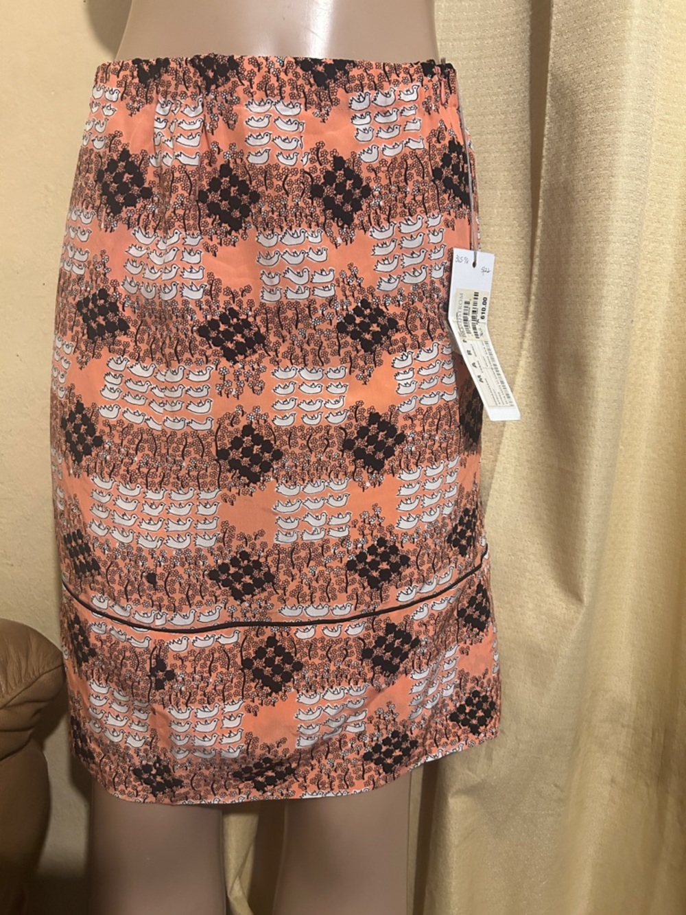 Marni Coral Peach Printed Pencil Skirt - Picture 2 of 7
